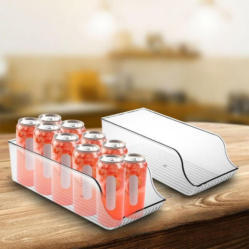 Organisateur de réfrigérateur, porte-boissons transparent pour réfrigérateur-congélateur, rangement de cuisine, placards (Petite Can. 355 ml)