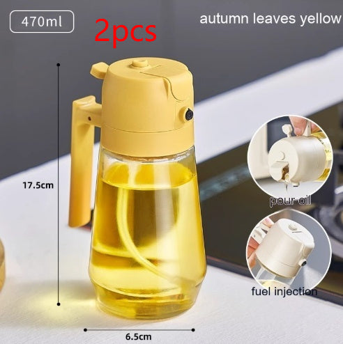 Vaporisateur d'huile 470 ml pour la cuisson au barbecue, flacon en verre 2 en 1 pour huile, vinaigre et sauce soja, idéal pour la friteuse à air chaud.