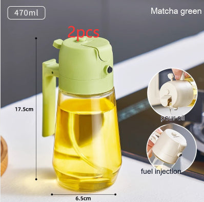 Vaporisateur d'huile 470 ml pour la cuisson au barbecue, flacon en verre 2 en 1 pour huile, vinaigre et sauce soja, idéal pour la friteuse à air chaud.