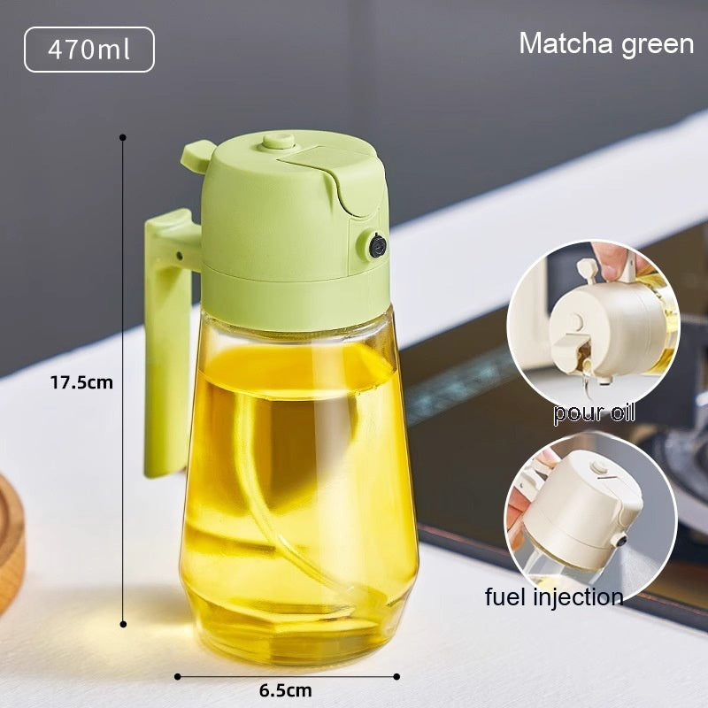 Vaporisateur d'huile 470 ml pour la cuisson au barbecue, flacon en verre 2 en 1 pour huile, vinaigre et sauce soja, idéal pour la friteuse à air chaud.