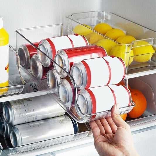 Organisateur de réfrigérateur, porte-boissons transparent pour réfrigérateur-congélateur, rangement de cuisine, placards (Petite Can. 355 ml)