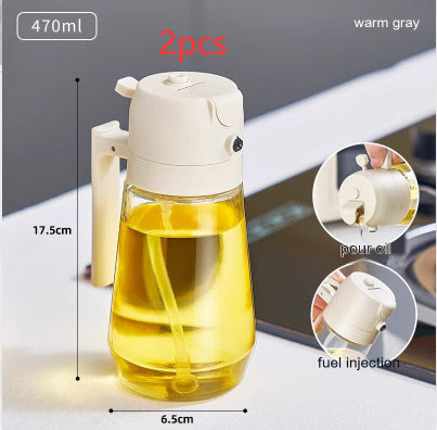 Vaporisateur d'huile 470 ml pour la cuisson au barbecue, flacon en verre 2 en 1 pour huile, vinaigre et sauce soja, idéal pour la friteuse à air chaud.