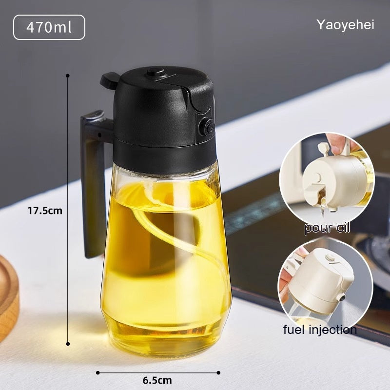 Vaporisateur d'huile 470 ml pour la cuisson au barbecue, flacon en verre 2 en 1 pour huile, vinaigre et sauce soja, idéal pour la friteuse à air chaud.