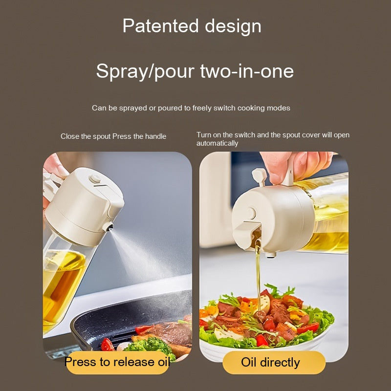 Vaporisateur d'huile 470 ml pour la cuisson au barbecue, flacon en verre 2 en 1 pour huile, vinaigre et sauce soja, idéal pour la friteuse à air chaud.