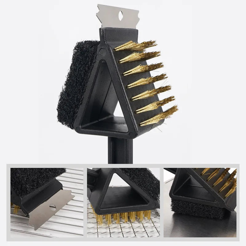 Brosse métallique d'angle 3 en 1 en cuivre pour barbecue