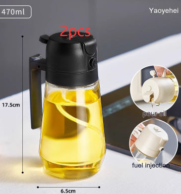 Vaporisateur d'huile 470 ml pour la cuisson au barbecue, flacon en verre 2 en 1 pour huile, vinaigre et sauce soja, idéal pour la friteuse à air chaud.