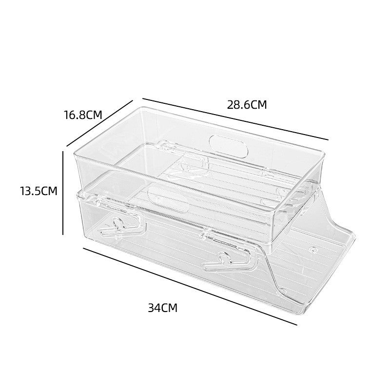 Boîte de rangement double couche pour réfrigérateur, compatible avec les canettes de bière et de cola à roulettes. (Longue 355ml et 473 à 500 ml)